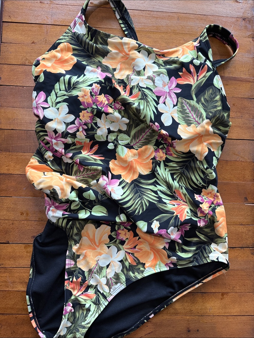 Hurley Hawaiin Print Cross Back One Piece Swimsuit Size XXL New